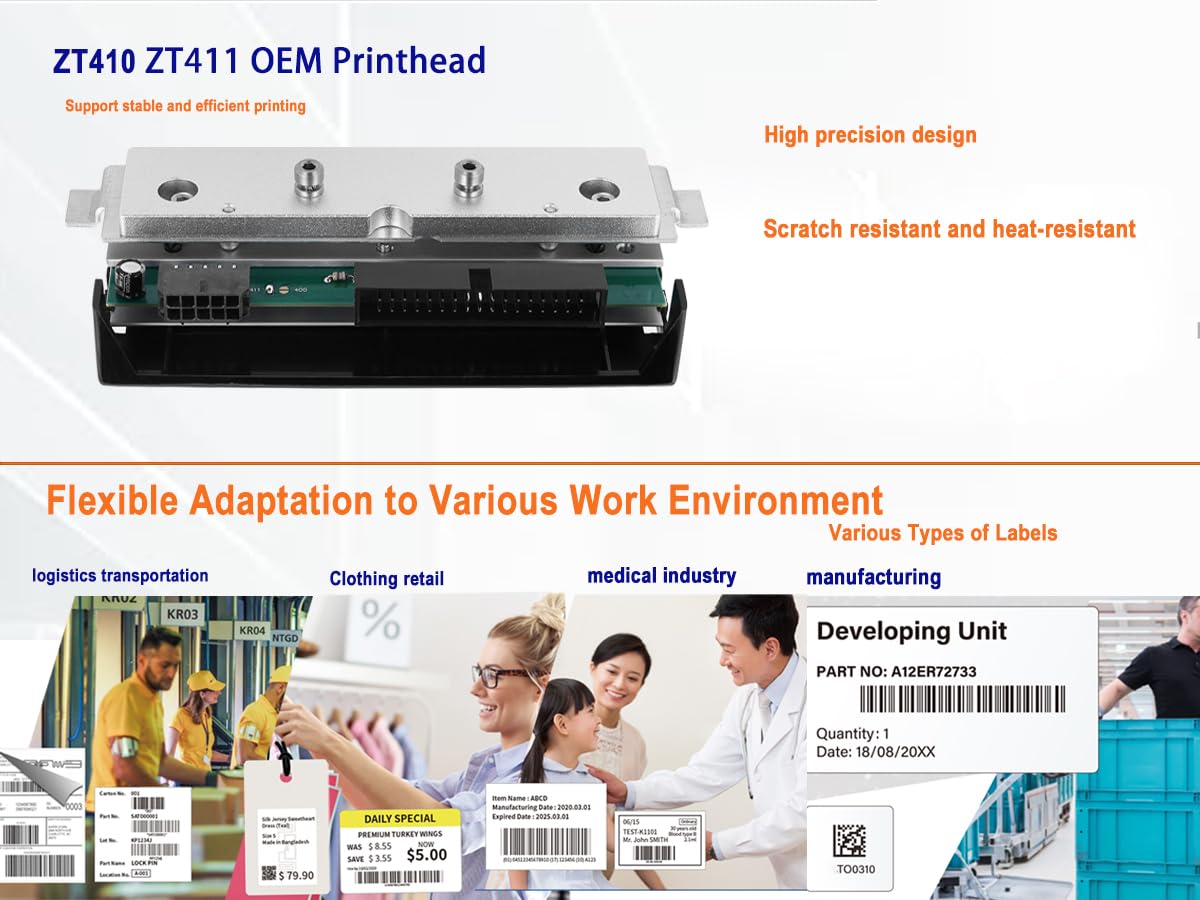 New Thermal Print Head for Zebra ZT411 Label Printer ZT410 Printhead 203DPI Barcode Printer P1058930-009