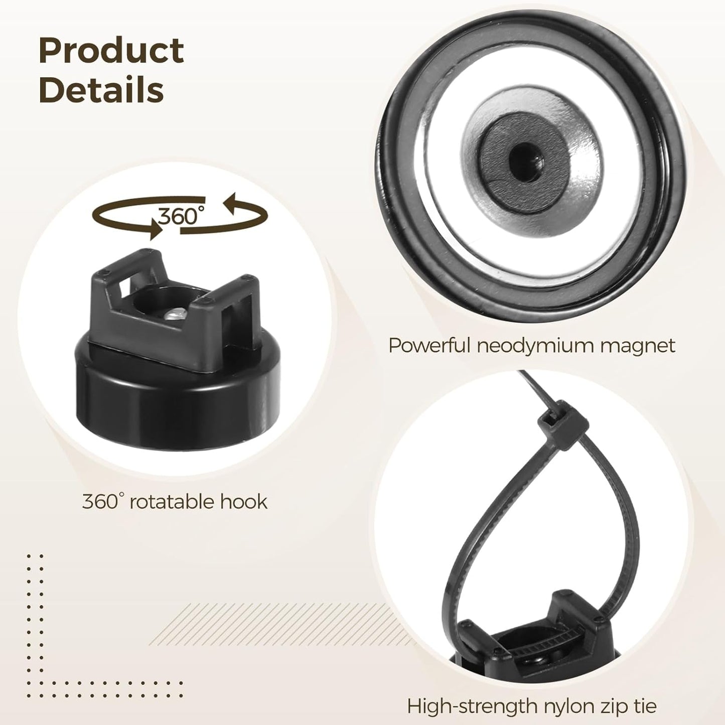 20mm, 15 Pack 50 Magnetic Zip Tie Mounts Cable Tie Mount Bases with Zip Ties, Heavy Duty Cable Clips for Wire