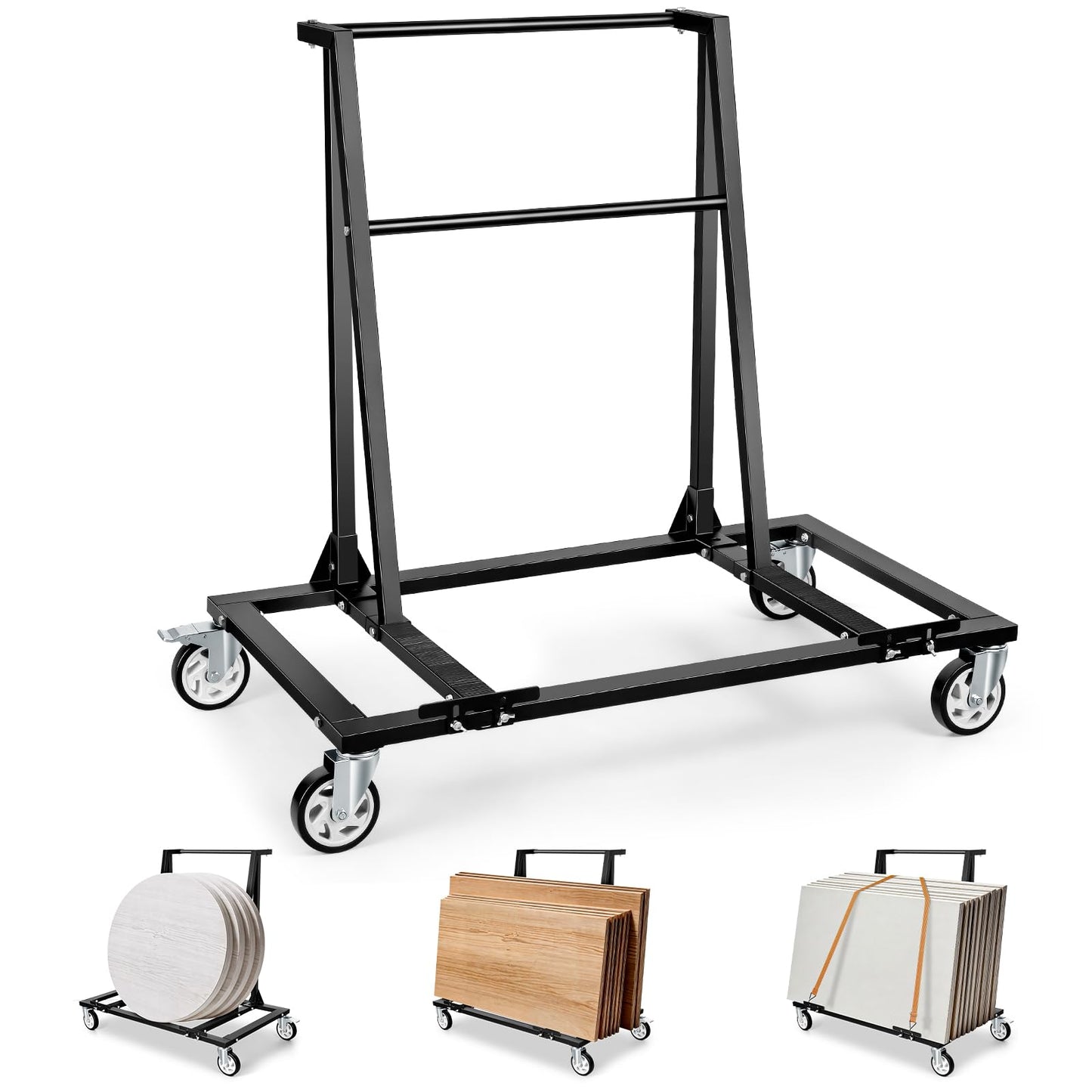 KEDSUM 2200lbs Drywall Cart Heavy Duty, Thicken Steel Built Table Cart with Handle, Panel Dolly with 5" Swivel Casters, Handling Drywall, Plywood, Lumber, Ideal for Factory, Hotel, Warehouse, Party