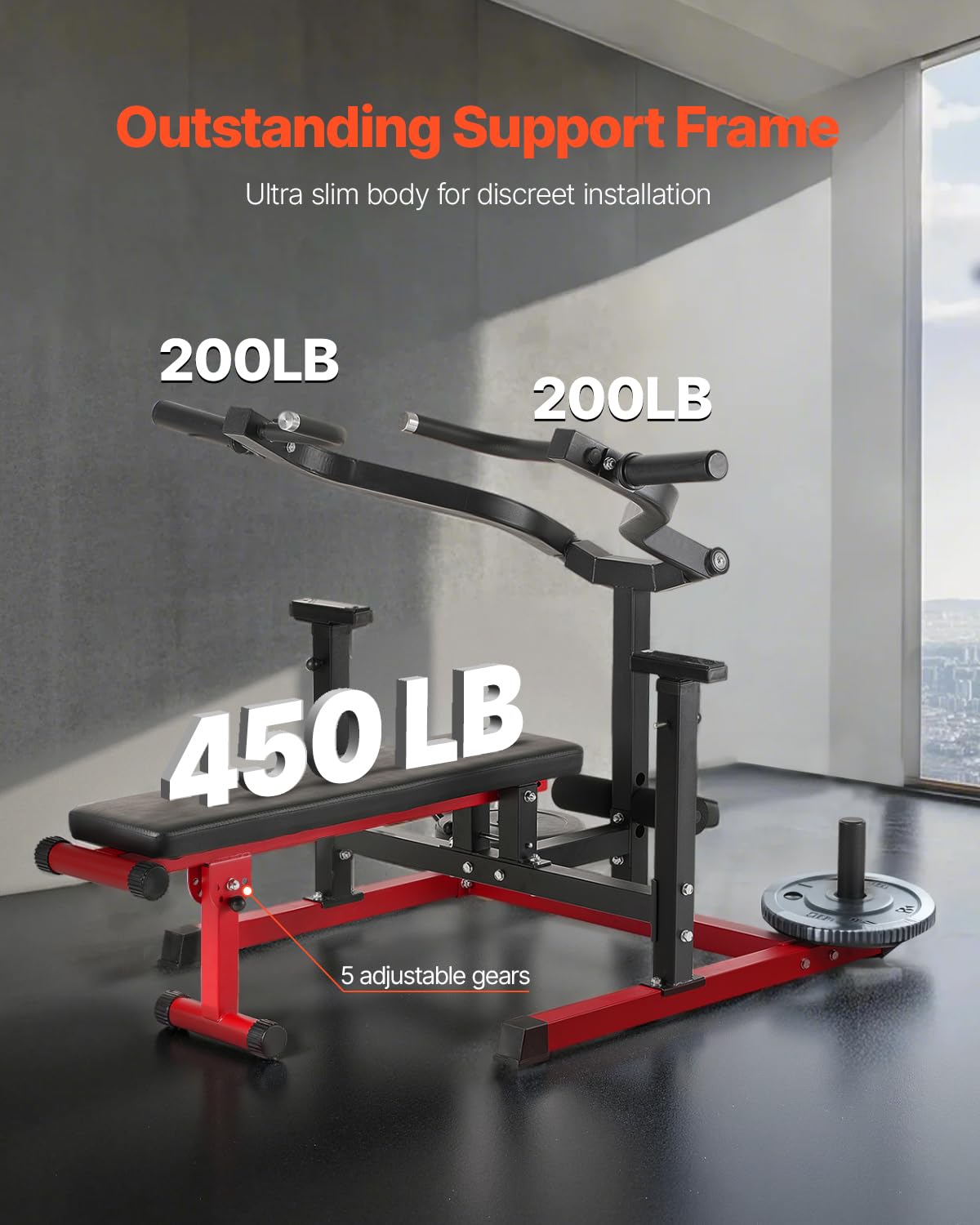 VEVOR Chest Press Machine, 450 LBS Bench Press Set, Adjustable Flat Incline Bench with Independent Converging Arms, Upper Chest Equipment, Fitness Home Gym Equipment for Chest, AB Workouts, Shoulder