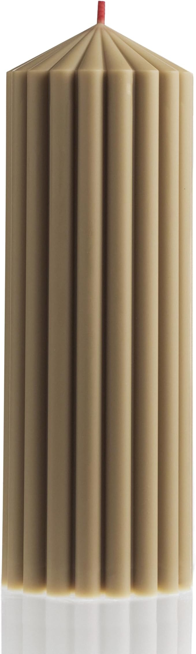 LAWA Ribbed Peak Pillar Candle - Large Beautiful Handmade Pillar Scented Soy Wax Candle Elegant Bubble Aesthetic Candle Housewarming Gift Home Room Shelf Decor Idea White (Medium, Olive Beige)