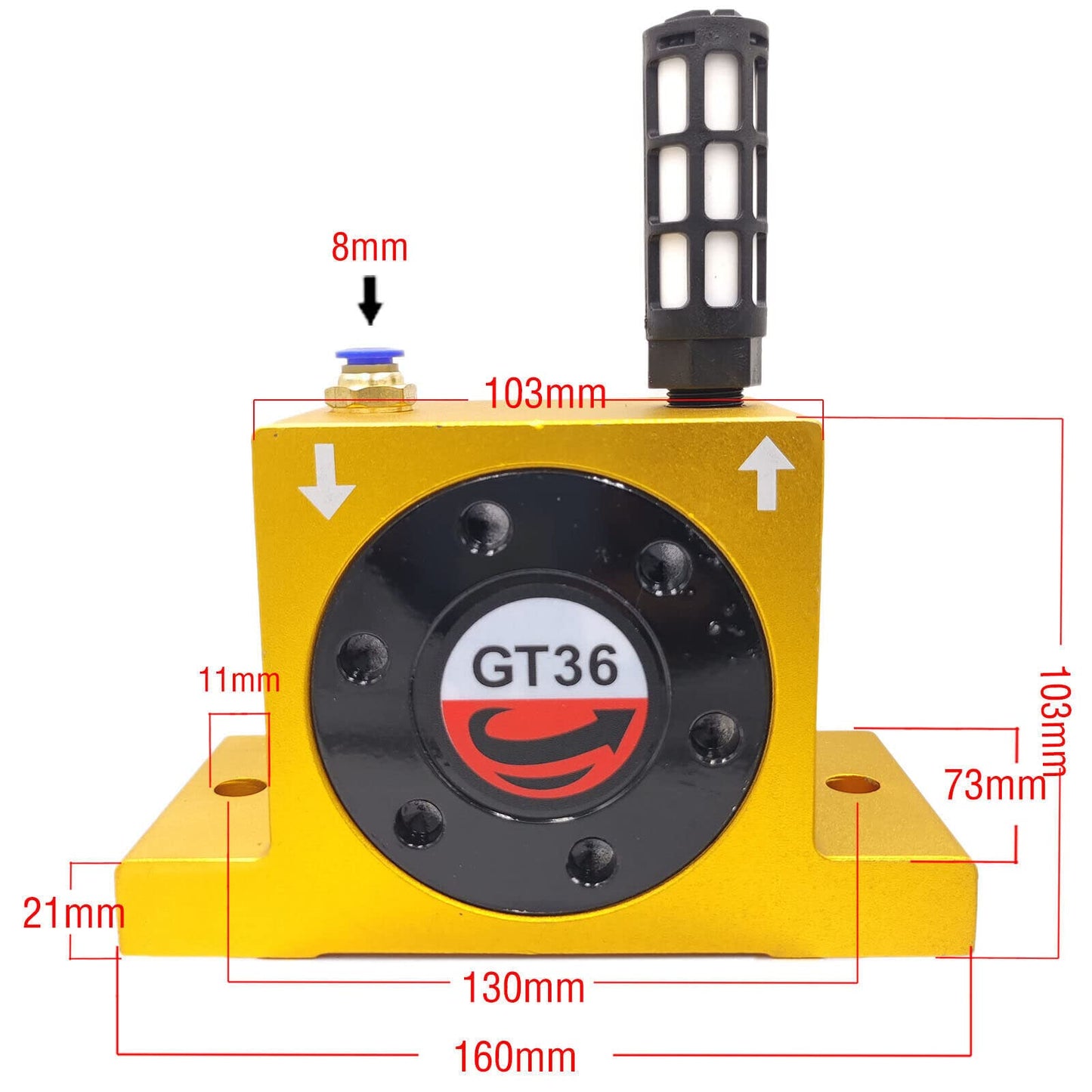 GT36 3/8'' Industrial Type Pneumatic Compressed Air Power Wheel Turbine Vibrator