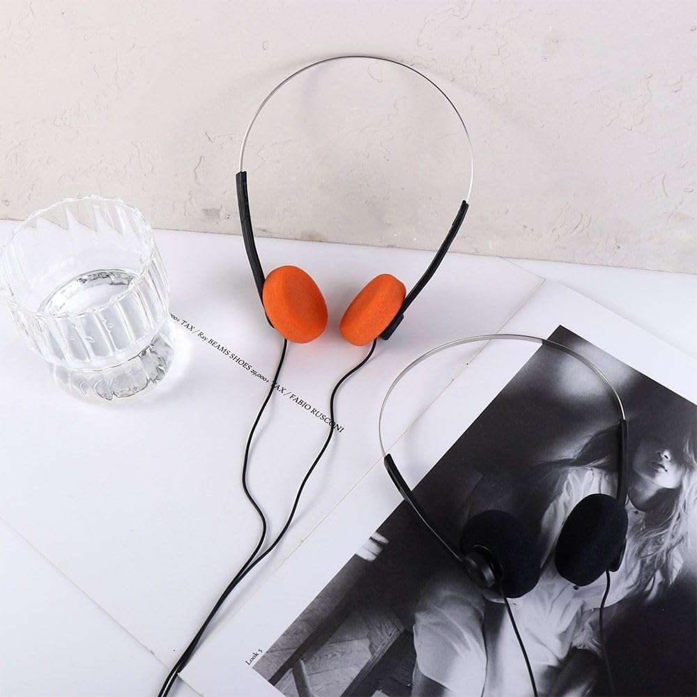 JJLFresheners Orange Retro On Ear Headphones, Wired Stereo Headphones, Lightweight Portable with Adjustable