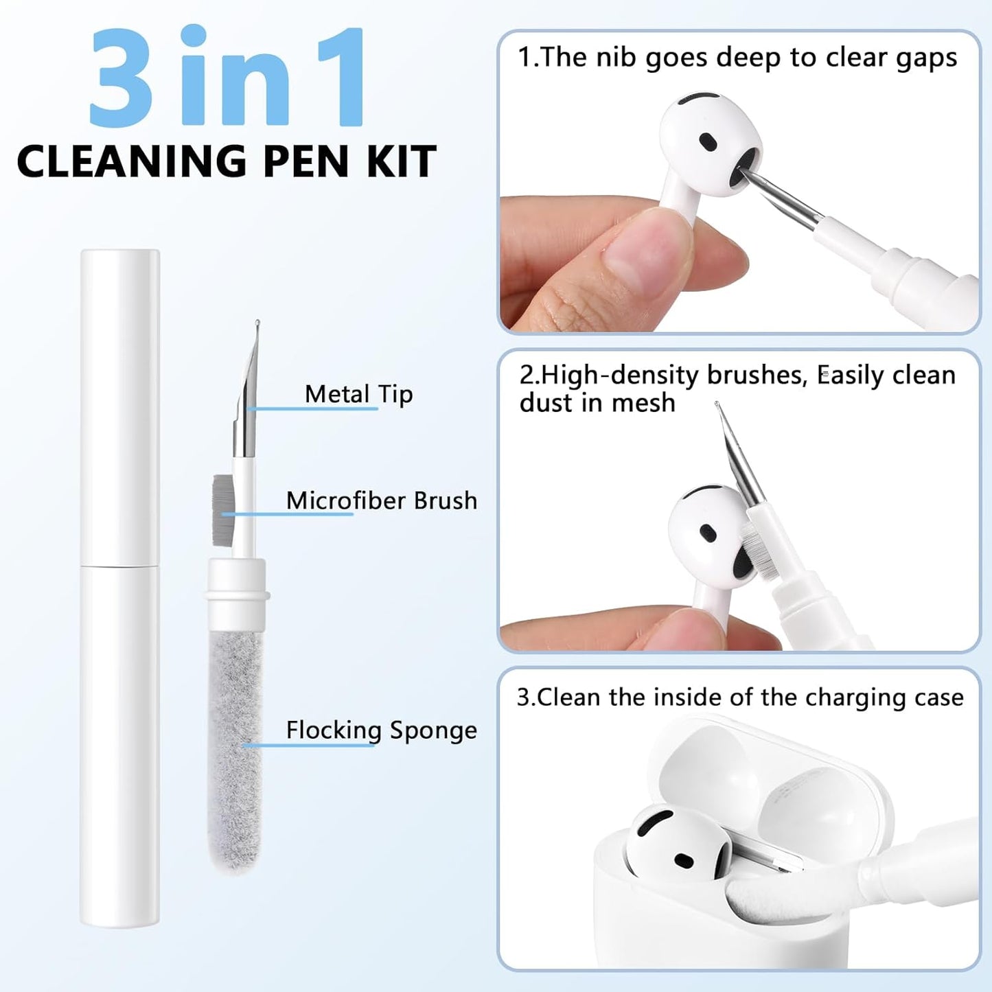 Lerobo 4 4 2024 for Airpods Case Cover with Cleaner Kit, Cute Flower Engraved Silicone Protective Case Cover