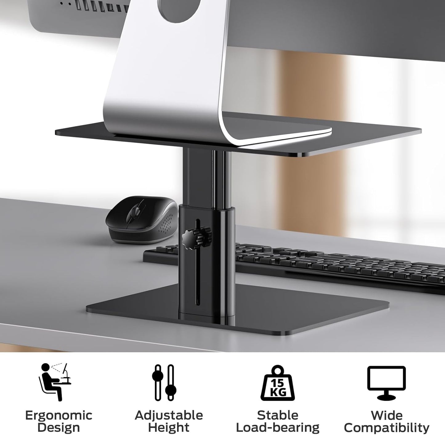BoYata Monitor Stand, Adjustable Monitor Riser Metal Computer Stand Compatible with TV, PC, Laptop, Computer, iMac