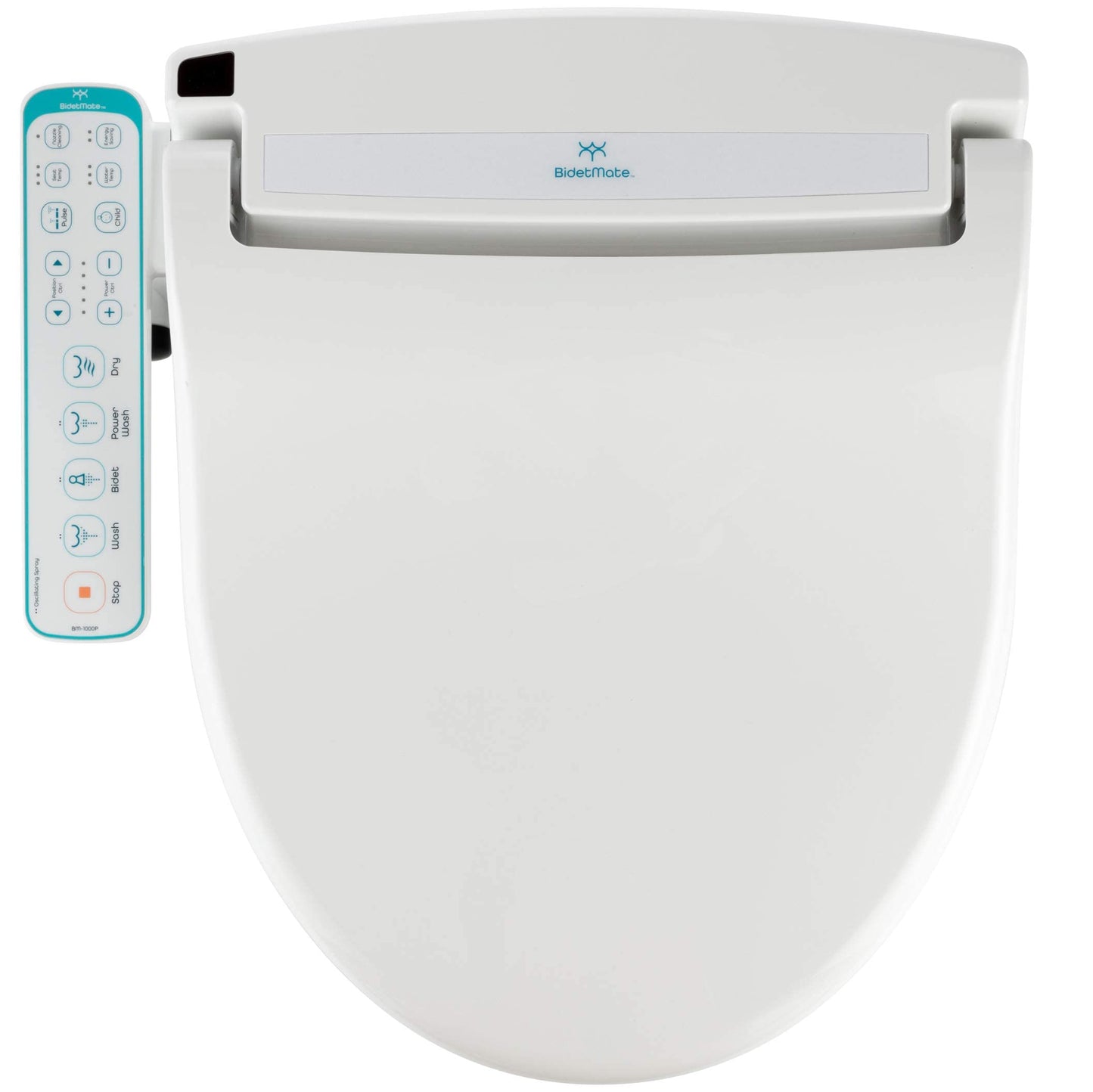 BidetMate 1000 Series Electric Smart Toilet Bidet Seat with Heated Water, Side Control Panel, and Warm Air Dryer - Self-Cleaning - Perfect for a Smart Home Kit - Round