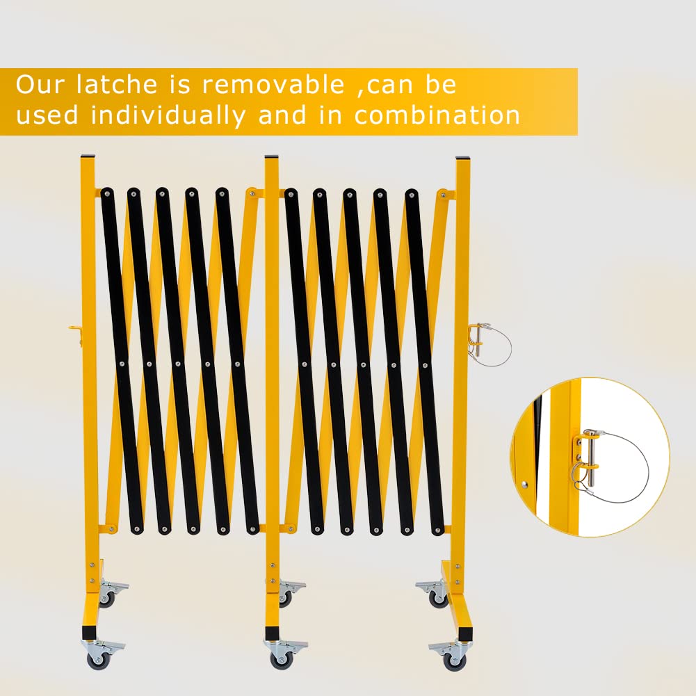 GYMTIME Industrial Expandable Metal Barricade, 16 Feet, Easily Assembled Safety Barrier with Casters, Flexible Mobile Retractable Gate, Adjustable Traffic Fence