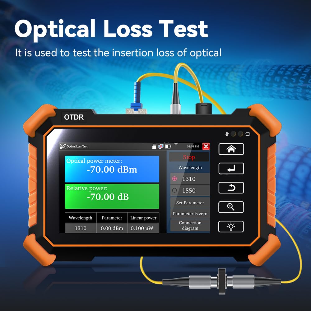 New Upgraded OTDR Optical Fiber Tester, Fiber Network Tester Support Event Map Optical Power Meter OLS(Loss Test) VFL LS(Light Source) Length Ping POE Test, IP Scan RJ45 Network Tools