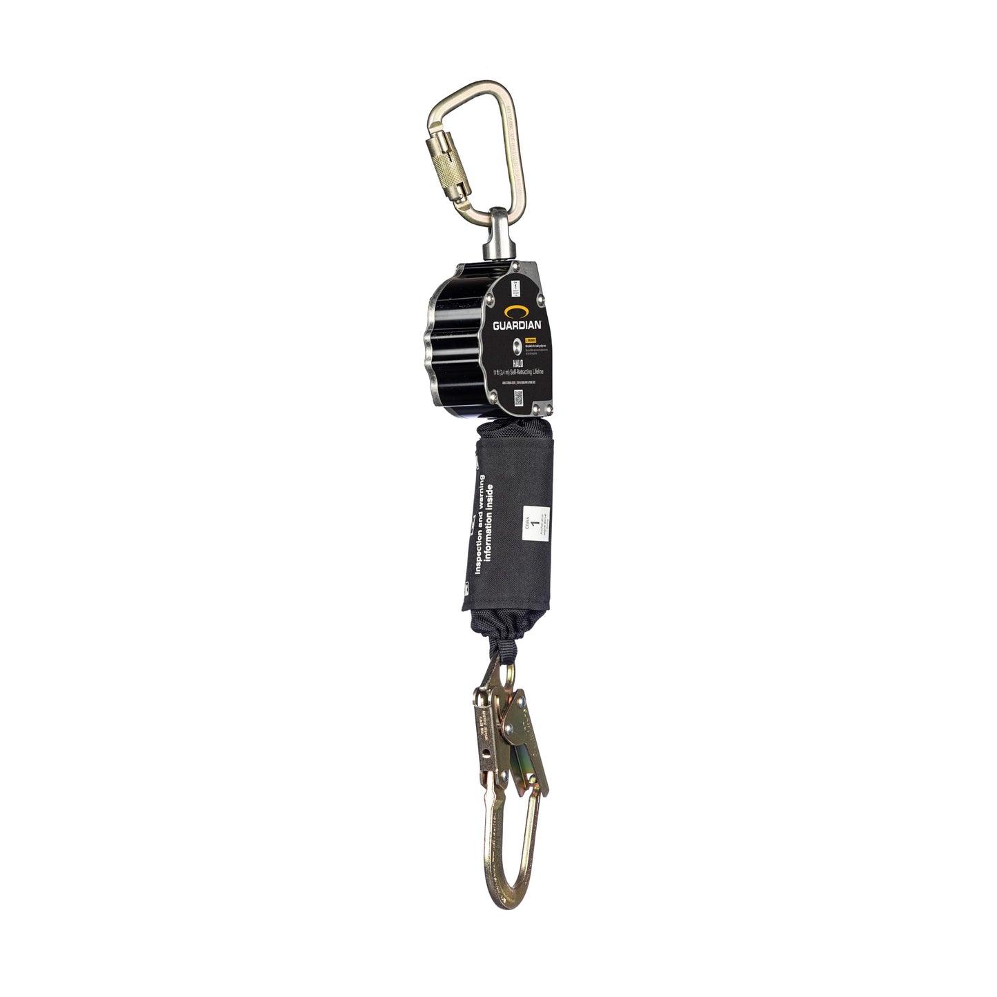 Guardian 10901 Halo Web Self Retracting Lifeline (SRL) | 11 ft | Includes Carabiner | Swivel Top | Steel Rebar Hook | ANSI and OSHA Compliant