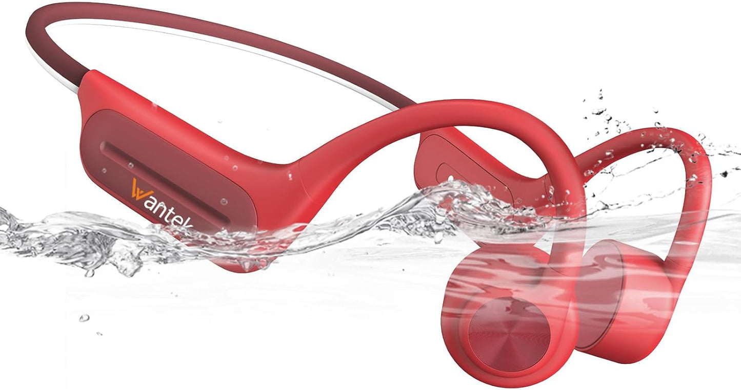 Swimming 32GB MP3,IP68 Swimming,Running,Cycling,Gym Wantek Bone Conduction Headphones,Bluetooth Headphones
