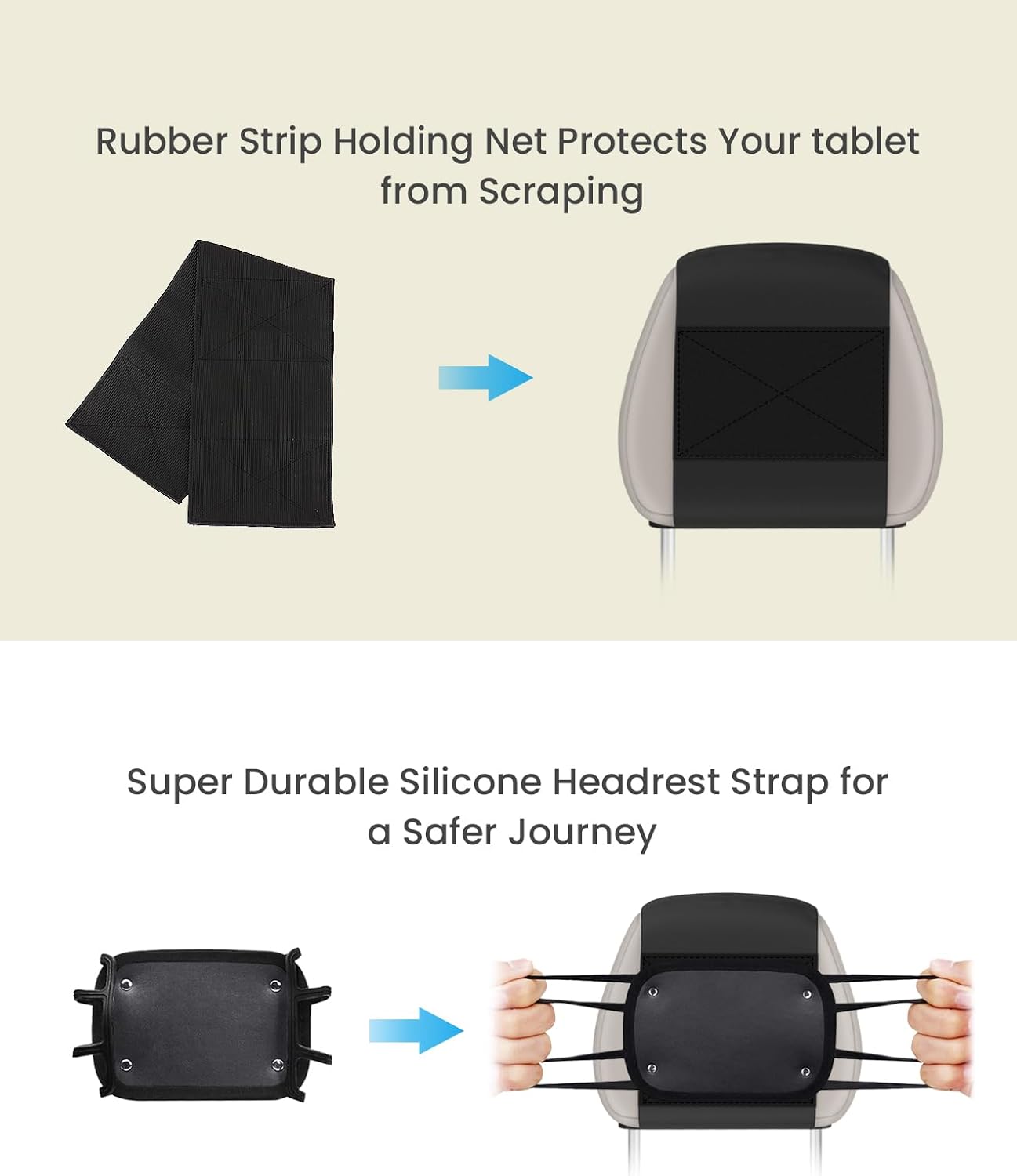 WONNIE 7-12.9'' Tablet Holder for Car, Upgraded iPad Holder for Car Mount Headrest, iPad Mount Back Seat for Kids