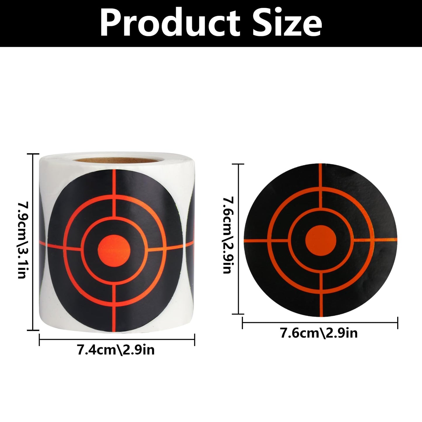 Shooting Splatter Targets Stickers,200 Pcs/Roll 3 Inch Self Adhesive Shooting Targets Paper, Reactive Target Shooting Splatter Stickers for Shooting Range, Archery Bow, Practice Training-Red
