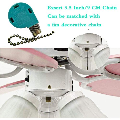 Akahttbn Ceiling Fan Switch Zing Ear ZE-268S6 3 Speed 4 Wire for Ceiling Fans and Wall Lights Pull Chain Switch Replacement,with Bronze Pull Chain