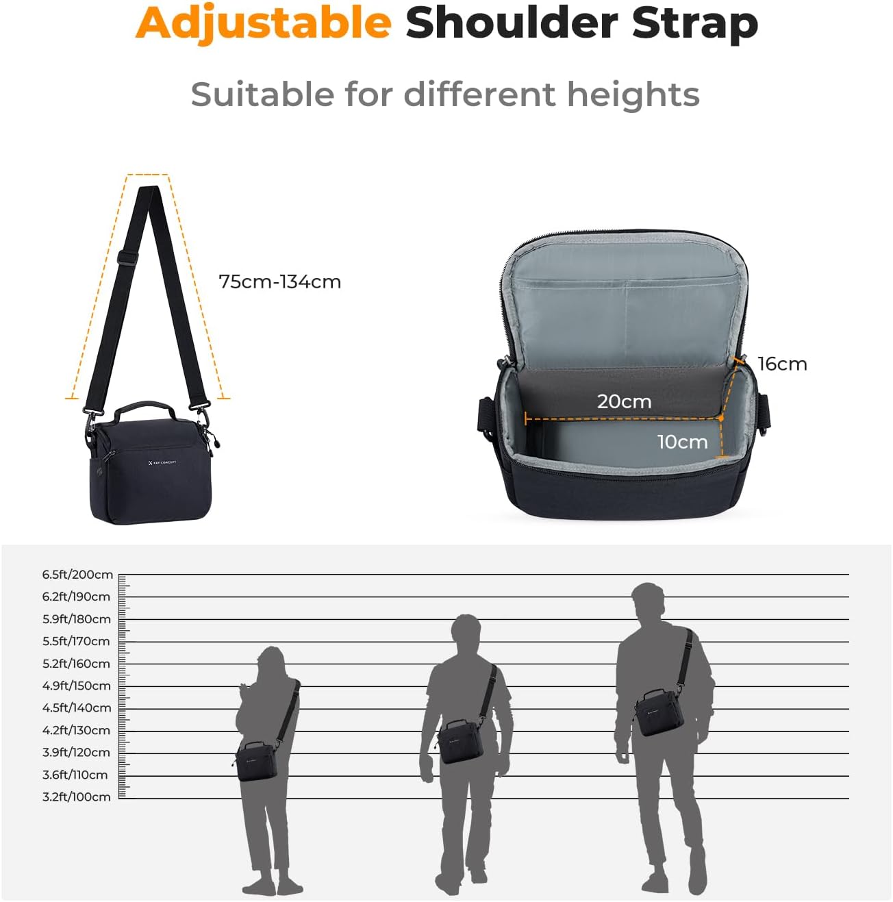 K&F CONCEPT Camera Sling Bag Small Crossbody Camera Case DSLR/SLR/Cute Compact Shoulder Photography Bags