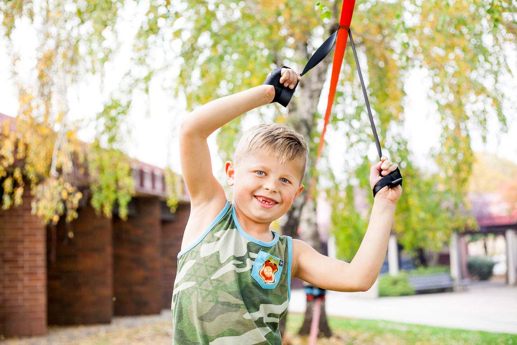 ZenMonkey Slackline Kit with Overhead Training Line, Arm Trainer, Tree Protectors, Cloth Carry Bag and Instructions, 60 Foot - Easy Setup for the Family, Kids and Adults