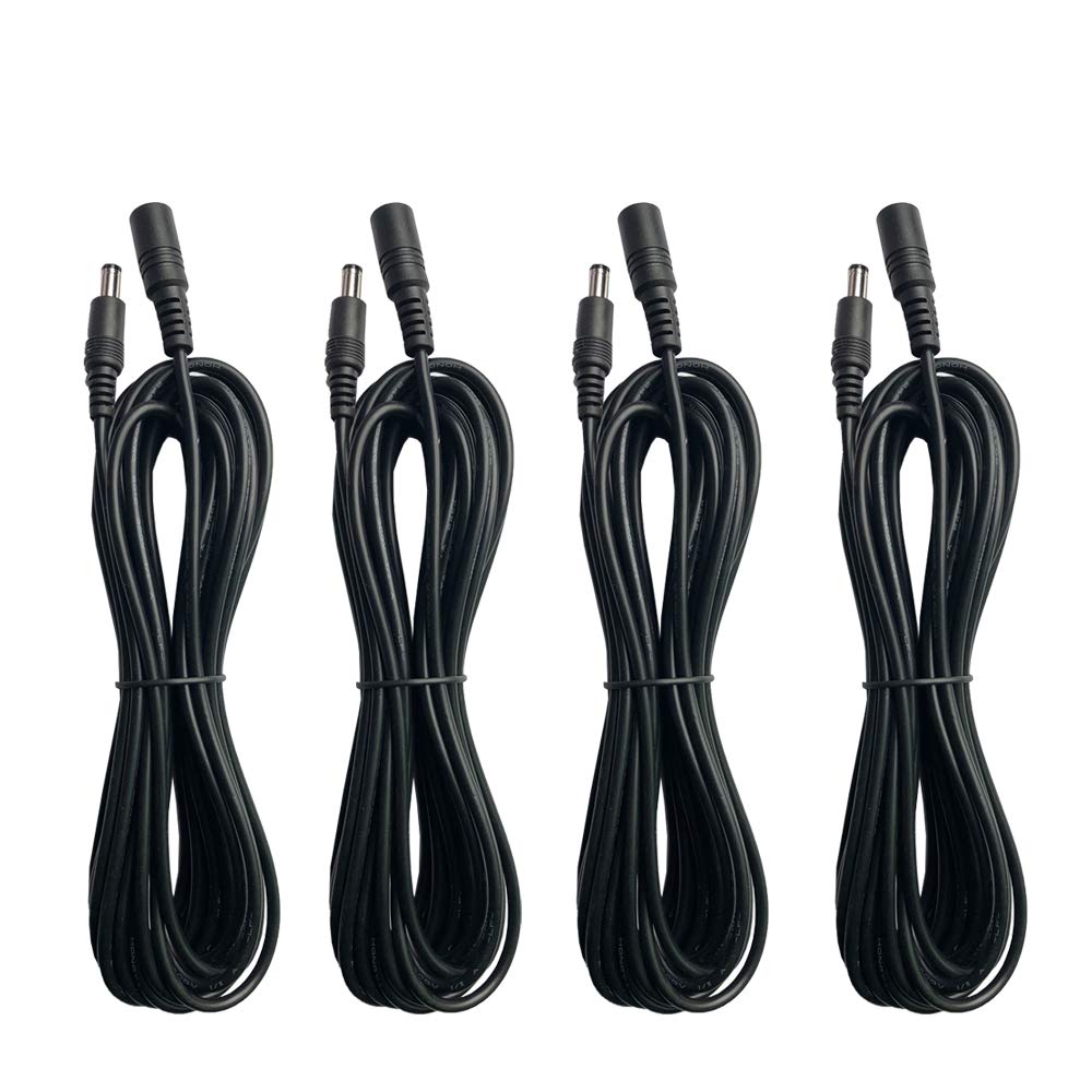 Taveky 10ft 12V 2.1mm 5.5mm (4 Pack) DC Power Adapter Extension Cord Cable Male to Female Plug for CCTV Security