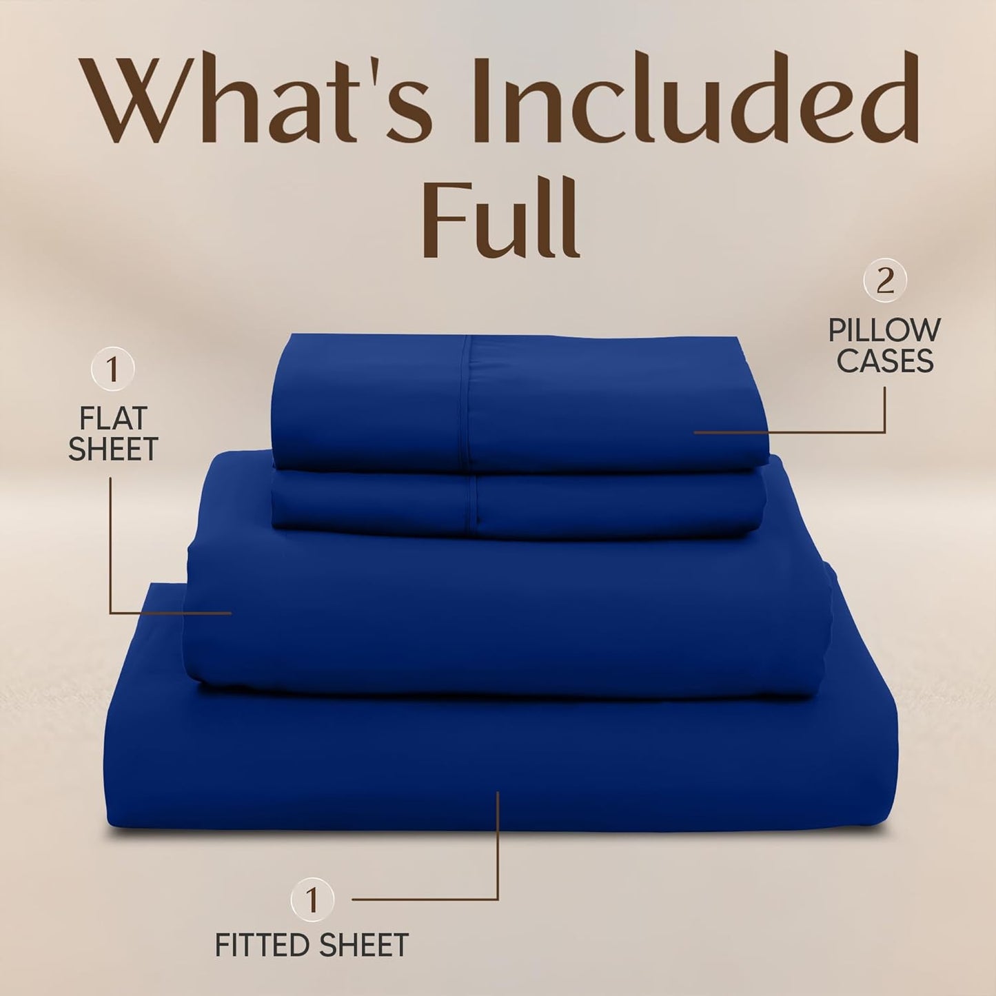 Utopia Bedding Full Size Sheet Set - Soft, Breathable Microfiber | 4-Piece Royal Blue Bedding Set