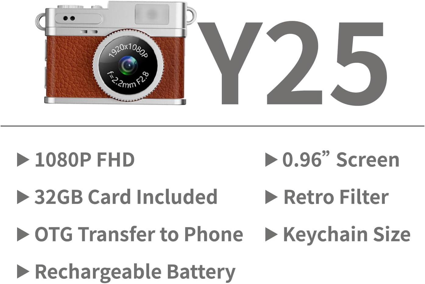 LKT 1080P 32GB Mini Keychain Camera with Card & OTG Adapter, Portable Pocket Digital Camera with Retro Filters
