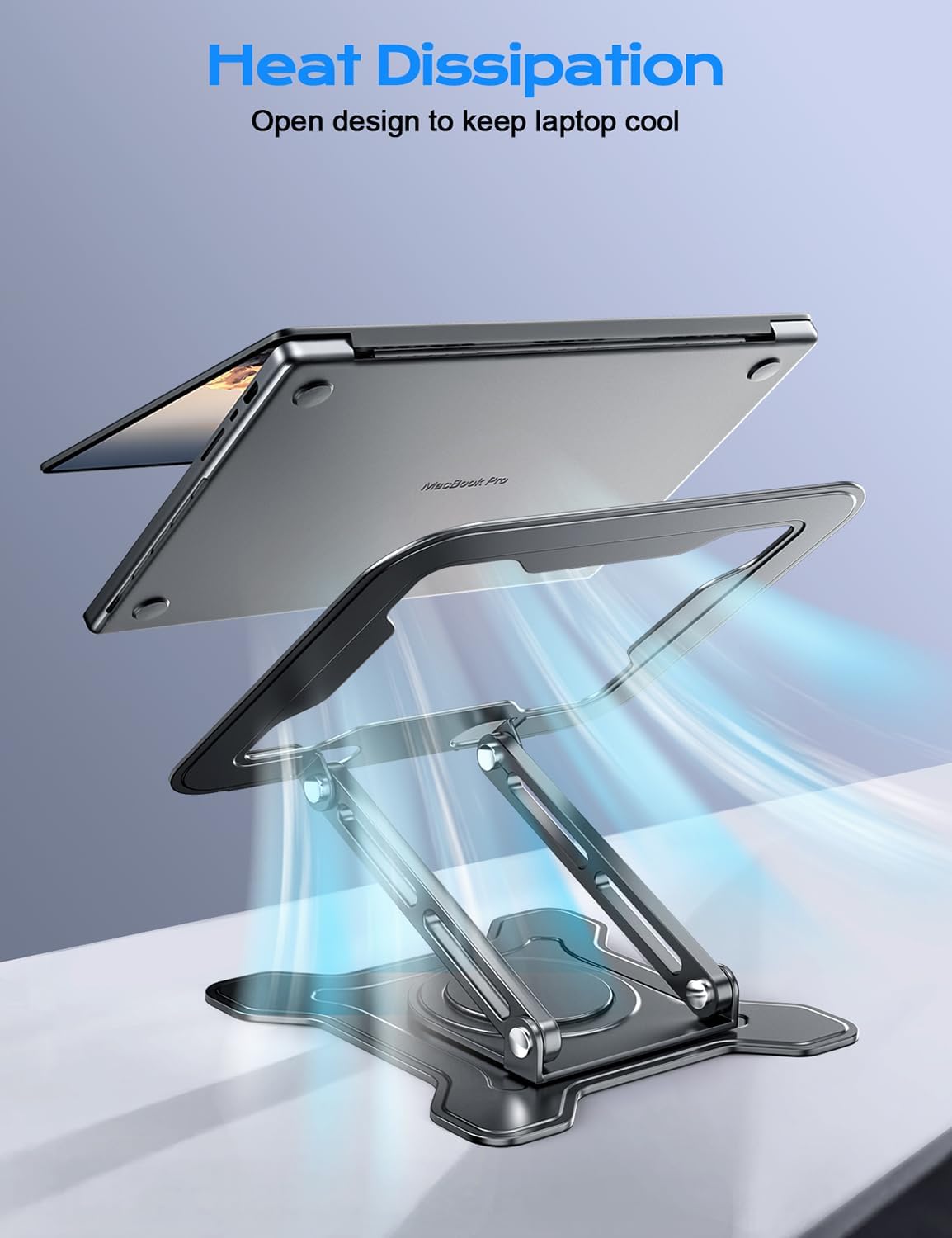 JCZT 360 (10-16") Adjustable Laptop Stand, Rotating Base Ergonomic Computer Stand, Foldable Laptop Stand for Desk