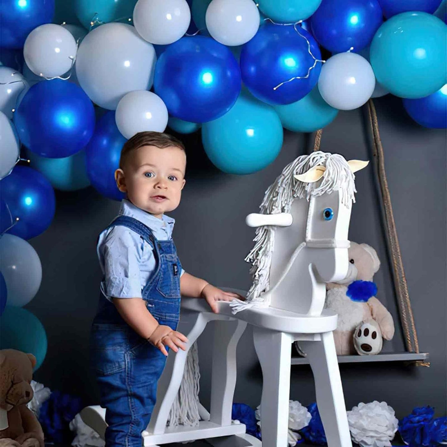 PartyWoo 12-Inch Pearl Azure Blue Balloons - Perfect for Birthday, Baby Shower & Wedding Decor