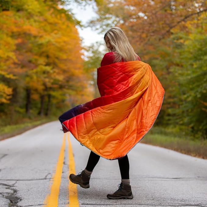 Rumpl Original Puffy Blanket - Warm, Water-Resistant Camping Blanket with 100% Recycled Synthetic Insulation, 52"x75", Original Puffy V1, Geo Fresh