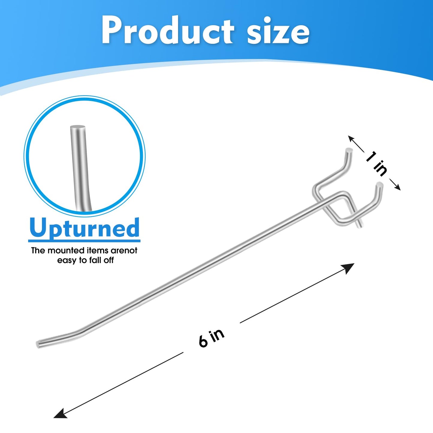 Irrigaton 50 Pack 6 Inch Pegboard Hooks, L Shape Metal Hooks Kit for 1/4" and 1/8" Pegboard, Utility Hooks Suit for Organizing Storage Tools, Garage, Kitchen, Office, Tools