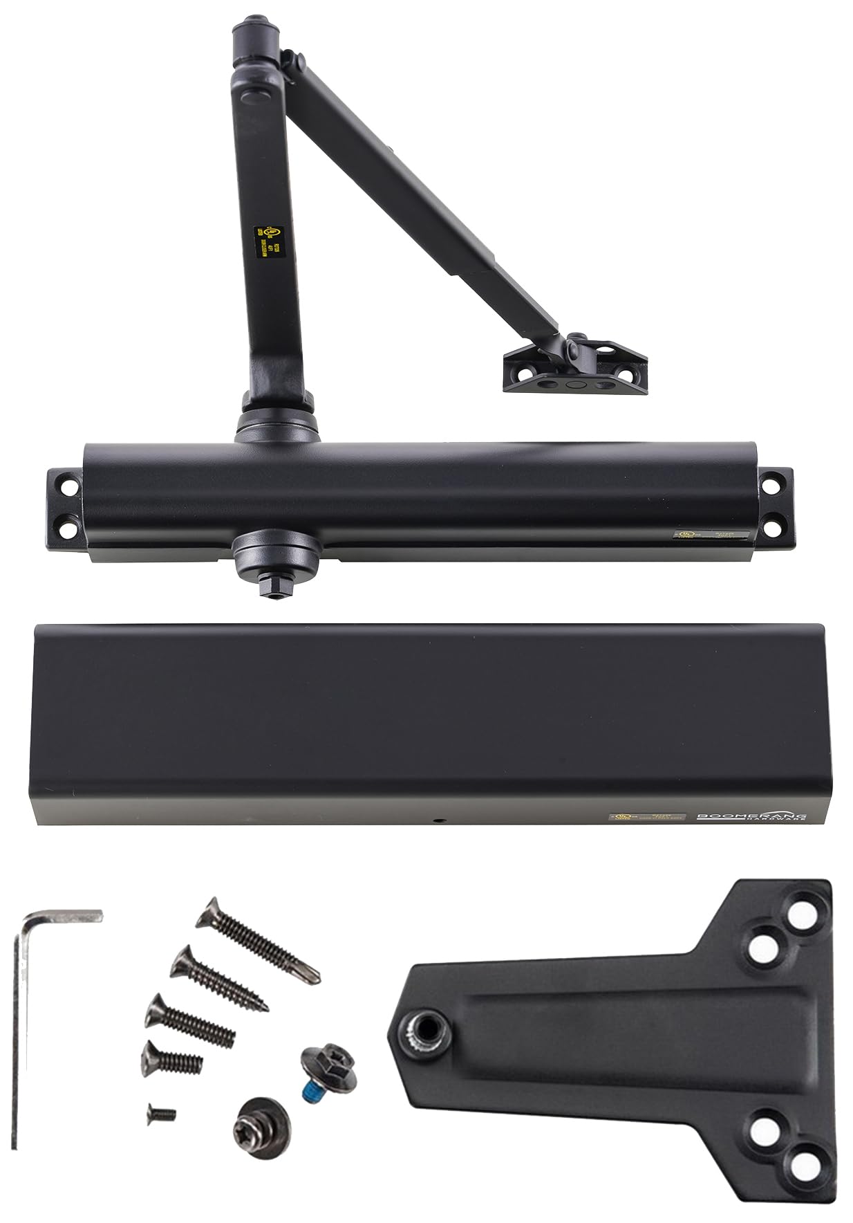 Boomerang Heavy Duty Designer Automatic Commercial Door Closer - D8016-Surface Mounted, Grade 1, Cast Aluminum, UL 3 Hour Fire Rated & ADA for high Traffic doorways, Matte Black (US19)