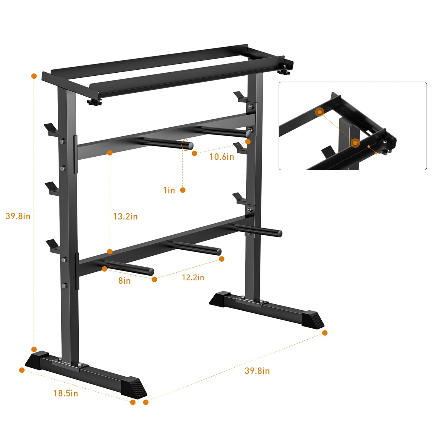 UBOWAY Compact Dumbbell Rack Stand Barbell Rack: Weight rack for Dumbbells, Olympic Barbell Bar, Olympic Weight Plates - Weight Storage Rack for Strength Training Home Gym Fitness Exercise Equipment