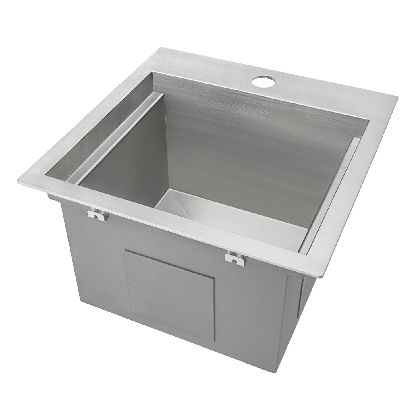 Ruvati Outdoor BBQ Workstation Sink 15 x 15 inch Topmount Marine Grade T316 Stainless Steel RV Boat Tiny Home - RVQ5215