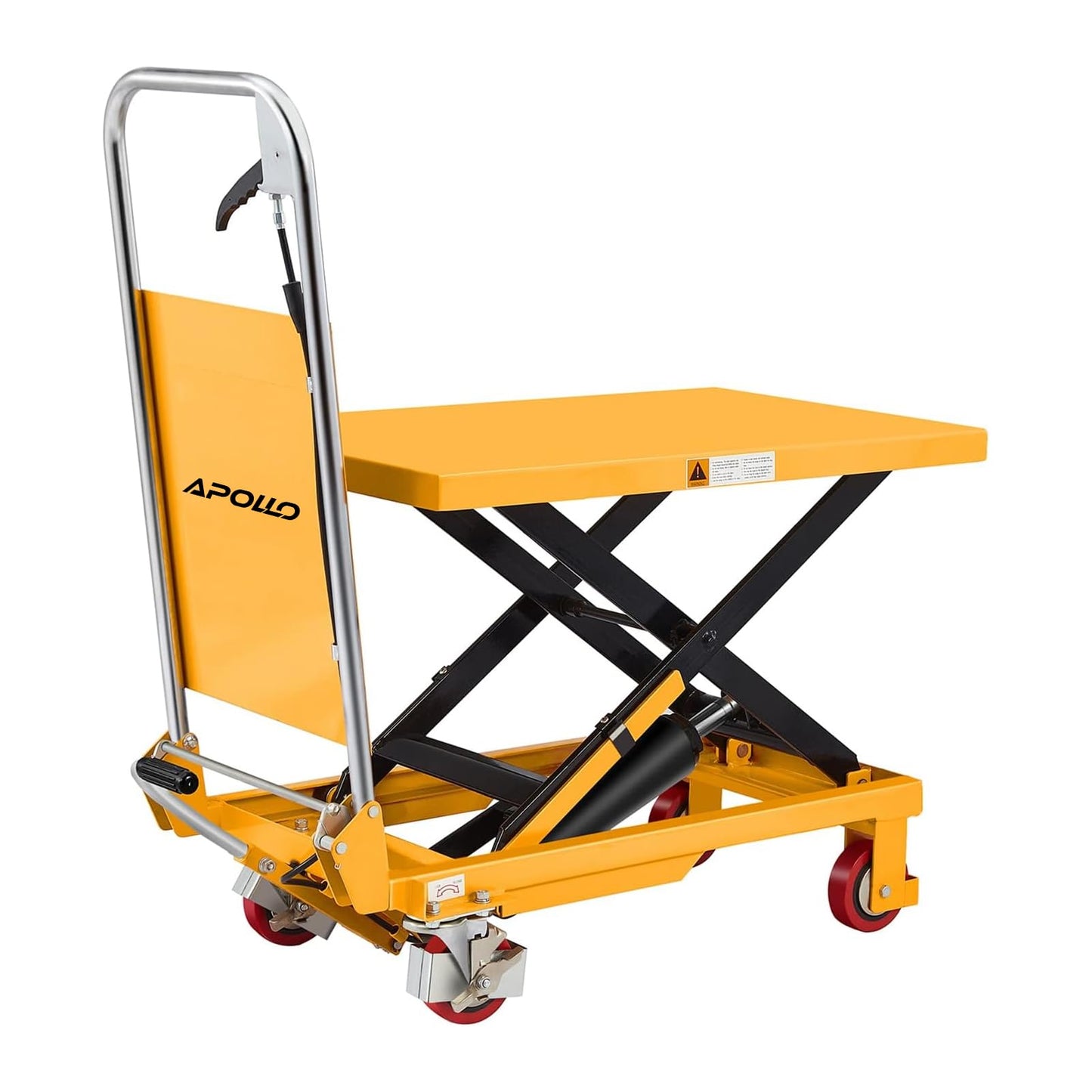 APOLLOLIFT Hydraulic Lift Table, 330lbs Capacity 29.1" Lifting Height, Single Scissor Lift Table Cart with 4 Wheels and Safety Back Guard for Material Handling and Transportation