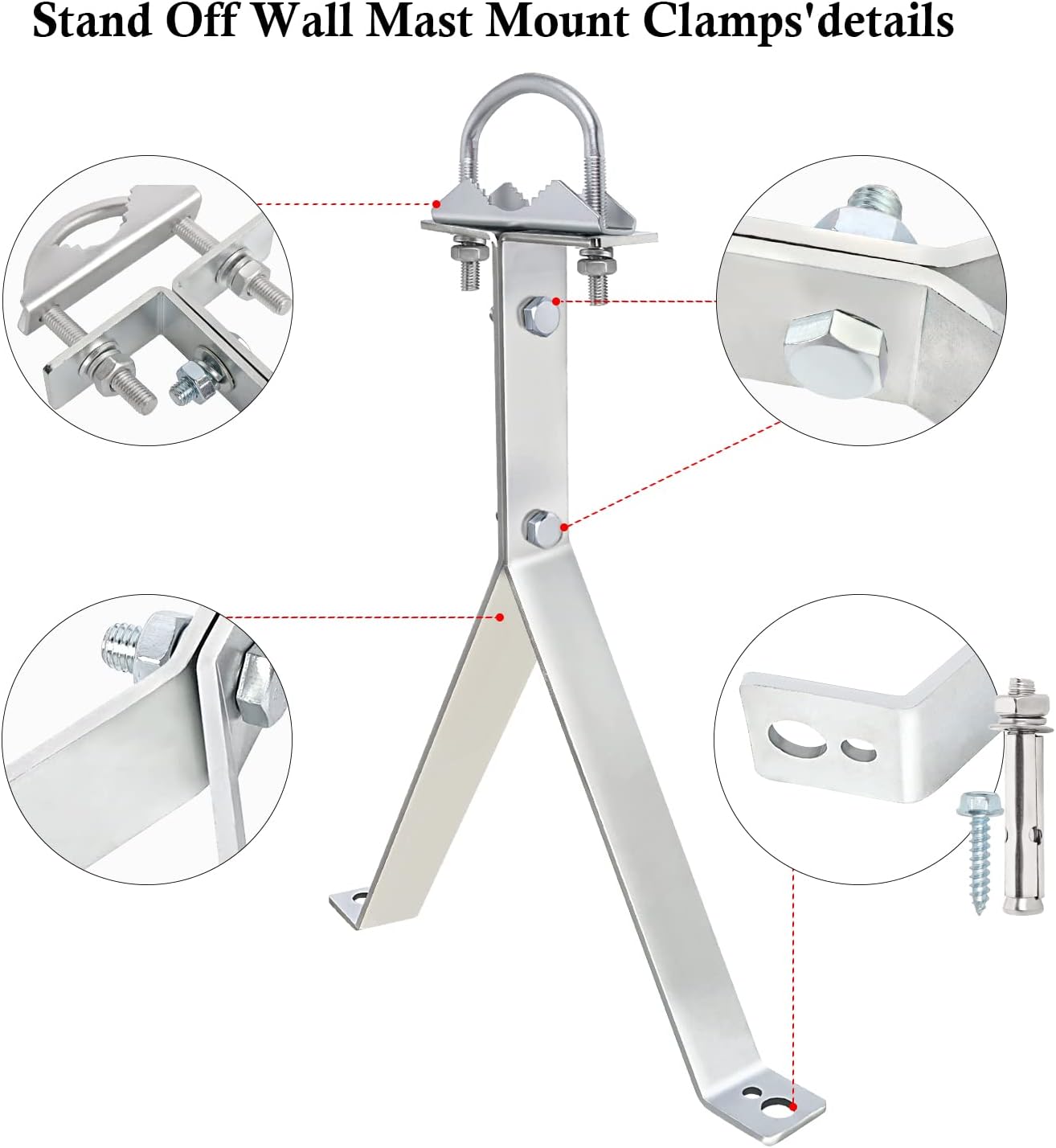 XRDS -RF 12 Inch (2-Leg 2-Leg) XRDS-RF Antenna Wall Mount Heavy-Duty Stand Off Wall Mast Mount Windproof Antenna