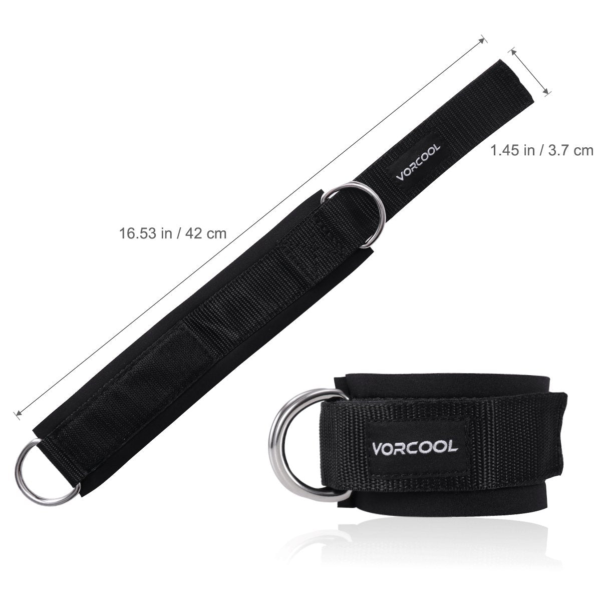 VORCOOL Ankle Straps for Cable Machines Weightlifting Gym Workout Fitness Double D-Ring Neoprene Padded Ankle Cuffs for Legs, Abs and Glute Exercises Fits for Men&Women with Carry Bag 2PCS