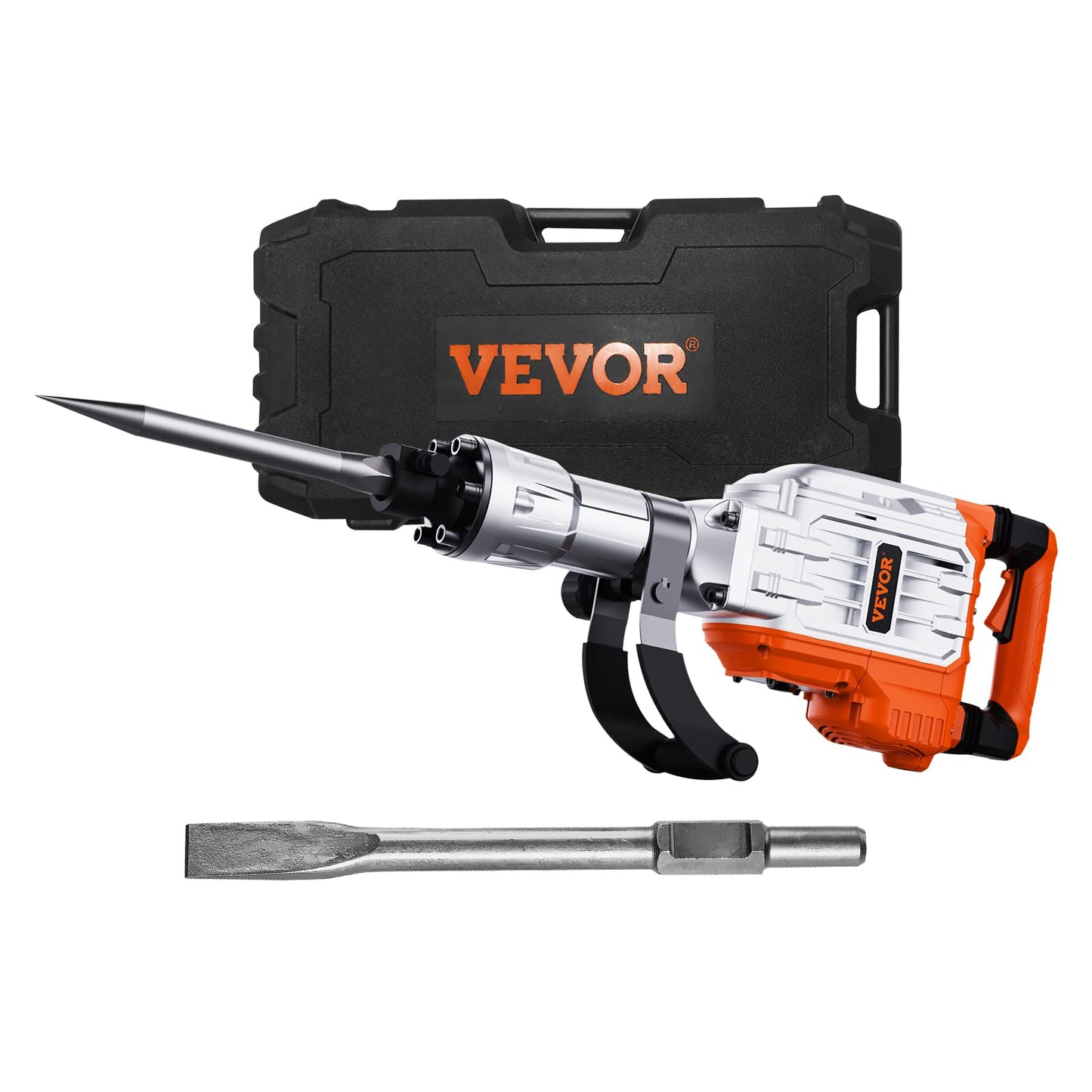 Evolution R300DCT+ 12" Concrete Saw with Dust Suppression & VEVOR 3500W Jack Hammer Concrete Breaker with Chisels, Gloves & Case