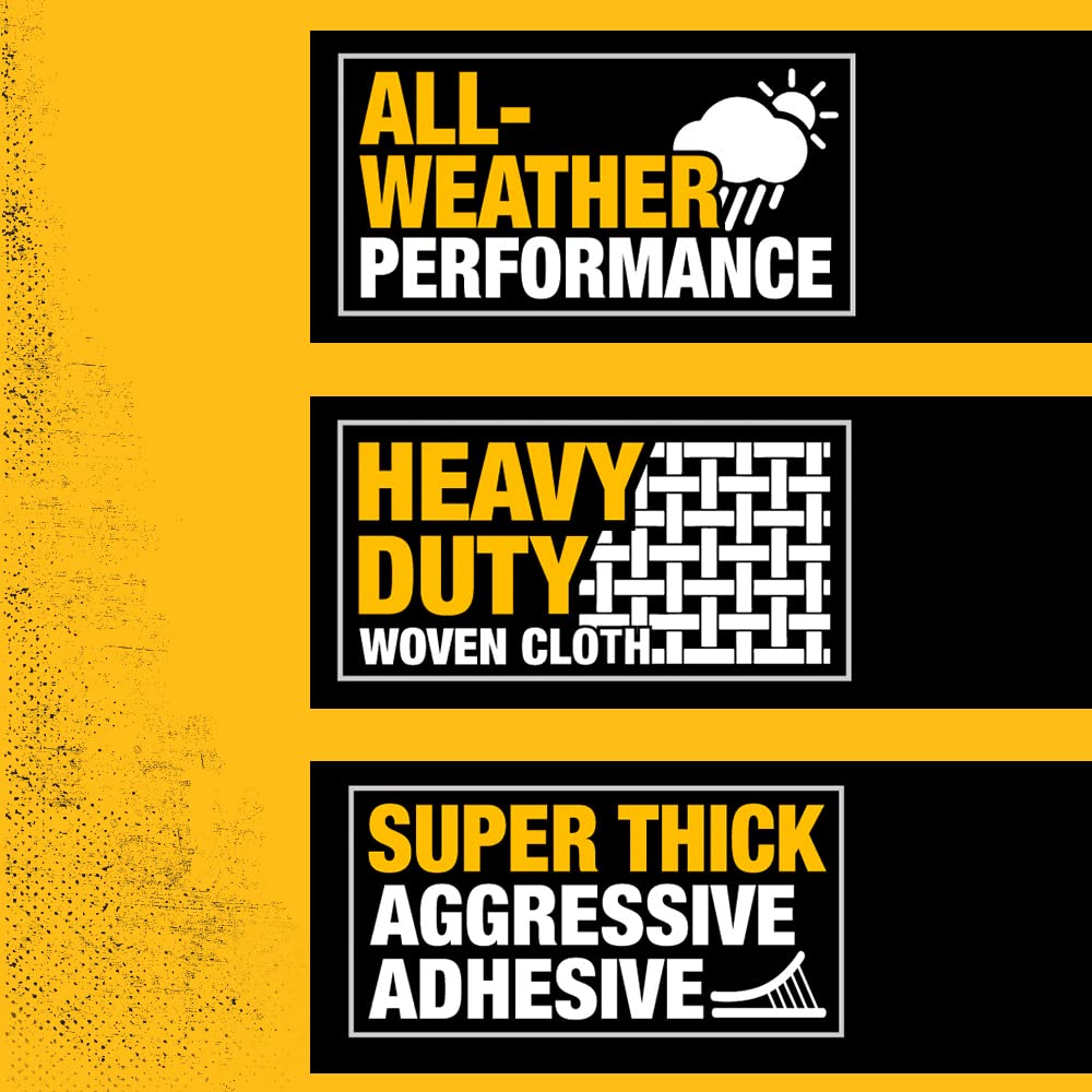 DEWALT Ultra Tough Duct Tape, 1.88 in x 30 yd, Heavy Duty, Ultra Strong, Aggressive Adhesive, All-Weather, 12 Rolls, Black