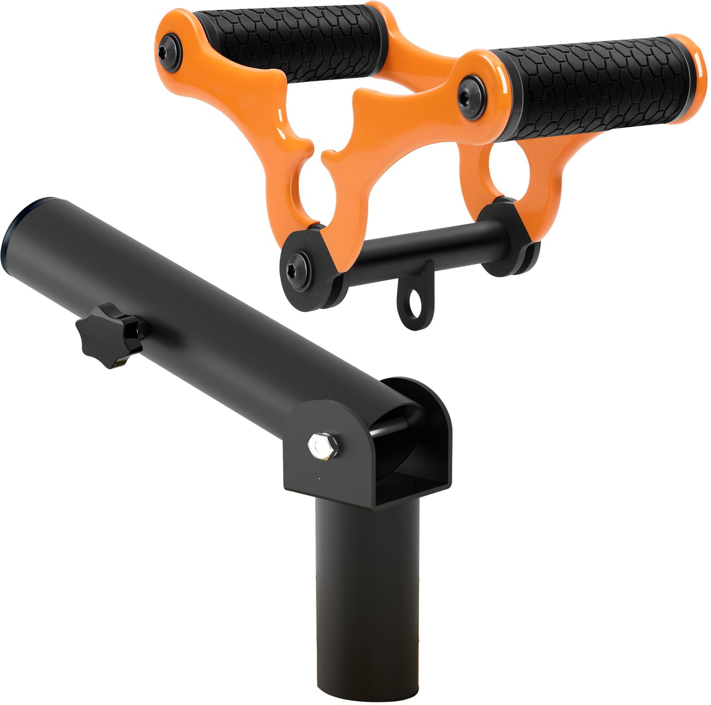 Lovind V Bar Landmine Attachment with T Bar Row Attachment，Foldable V Bar Row Handle Double D Row Handle with Rubber Coating T-Row Attachment for Strength Training Bars (T Bar Row Set-Black&Yellow)