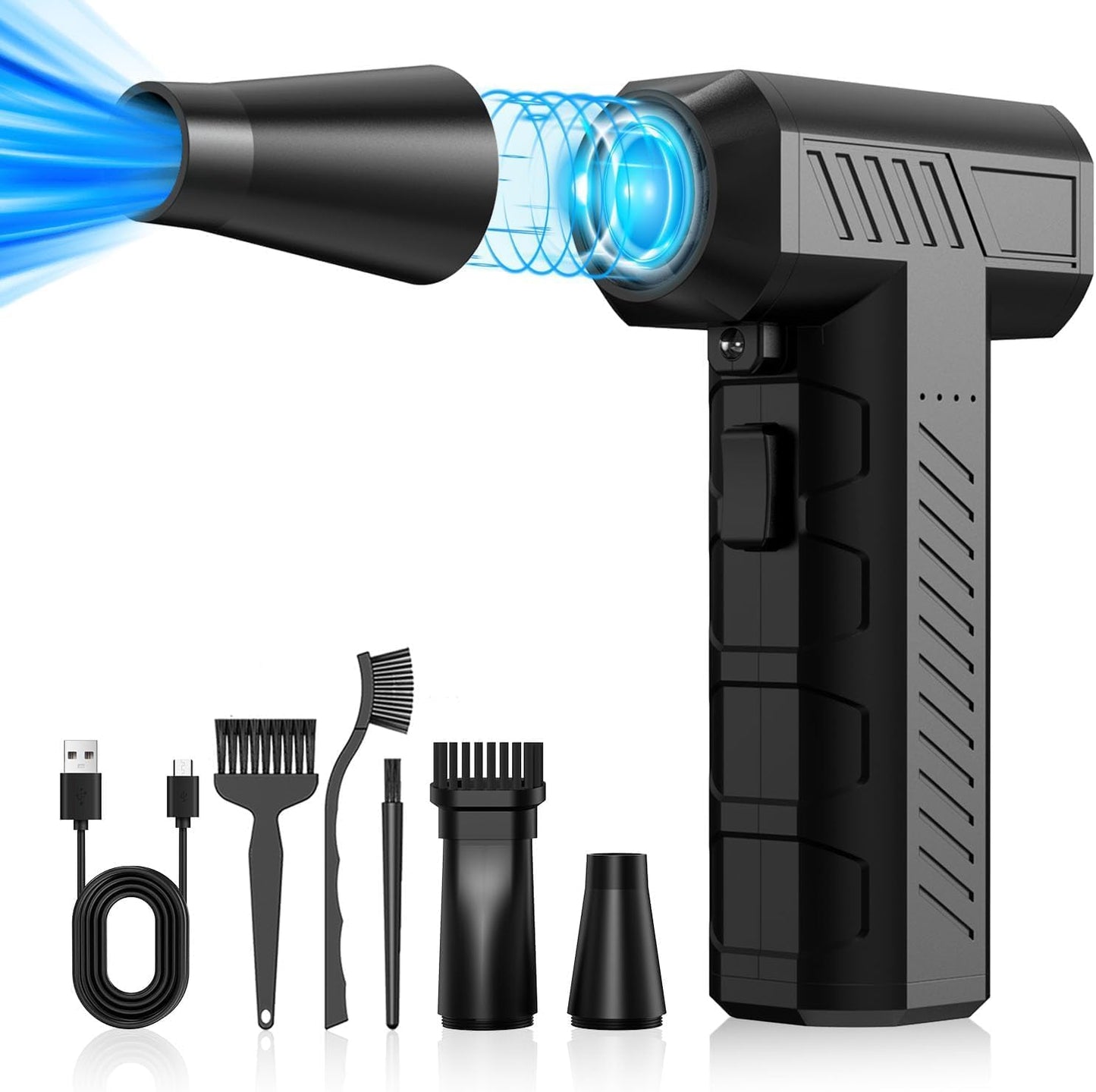 CAGIWIRU Fan,150000RPM Compressed Air Duster -Mini Blower Turbo Cordless Electric air Duster for Keyboard PC