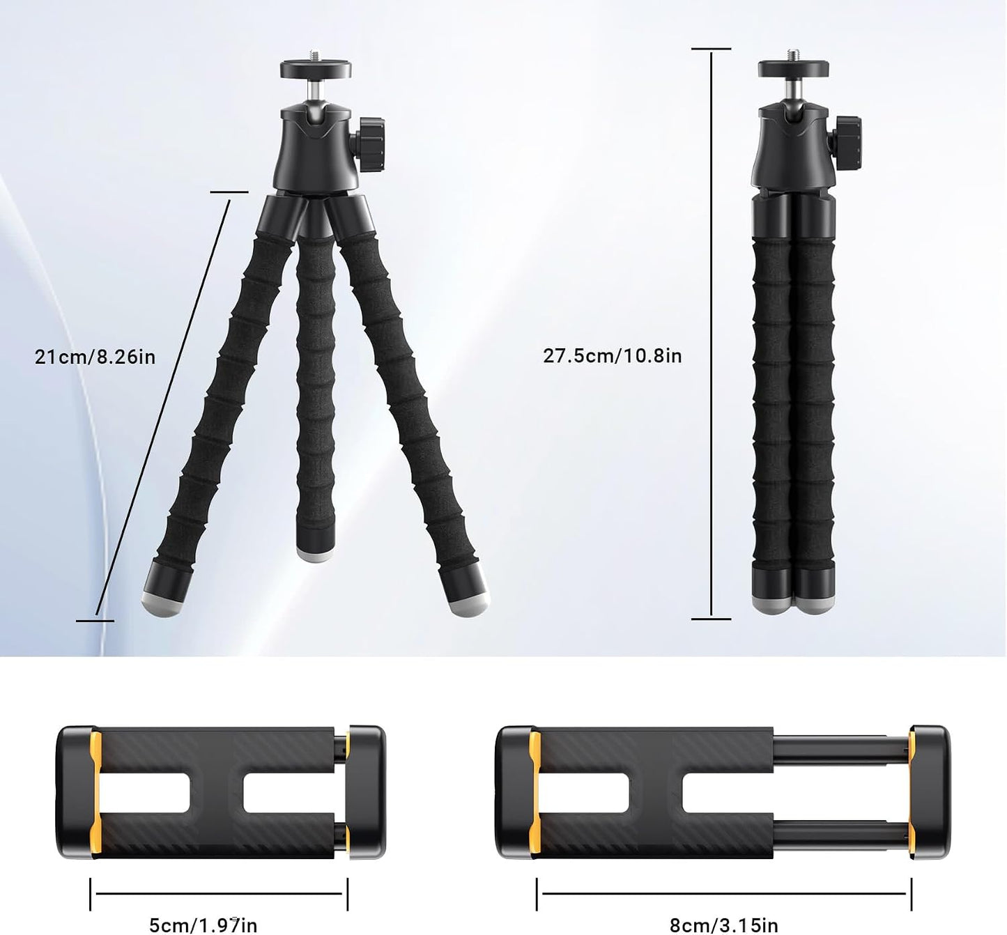 LenTok 360 Flexible Phone Tripod with Zoom Wireless Remote for iPhone Video Recording, Mini Octopus Camera Stand