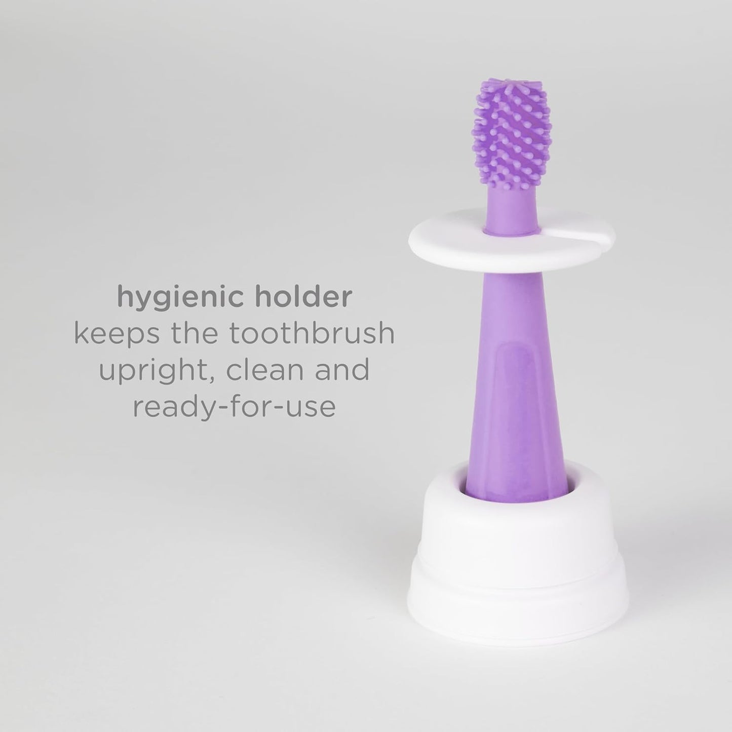 Ubbi 360° Baby Training Toothbrush - Safety Shield & Cover, Food-Grade Silicone, Smoothie Purple