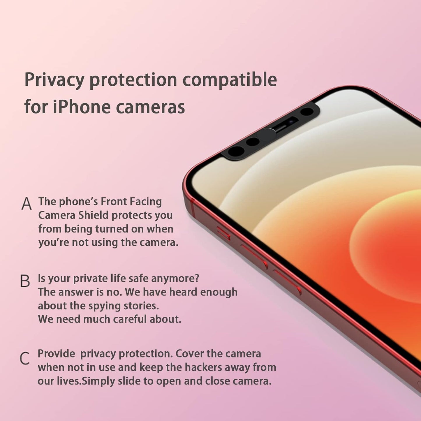 EYSOFT 11/11 Pro/11 12/12 /12Pro /12Pro Phone Front Camera Cover,Webcam Cover Compatible for iPhone X/XS/XR/XS Max