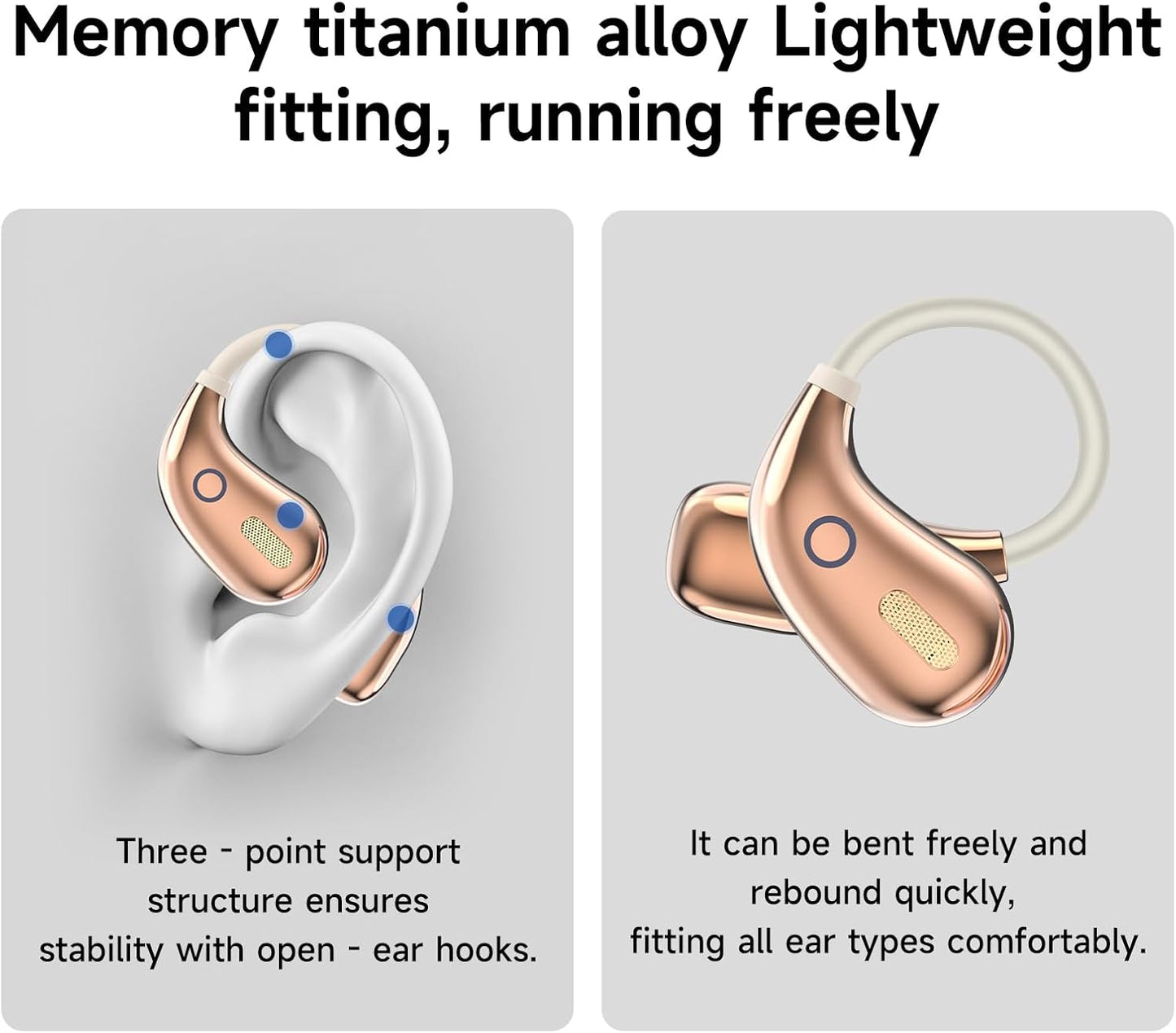 YYFEIDBFEO 5.4 IPX7 Open Ear Earbuds, Wireless Bluetooth Headphones, Stereo Sound Waterproof with Ergonomic Earhook