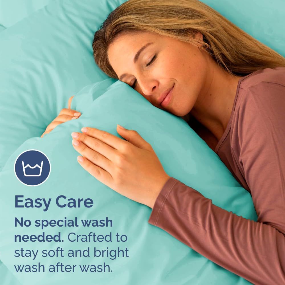 Skiennix Standard Pillow Cases Set of 4 - Ultra Soft Hotel Quality Covers - Machine Washable Spa Blue