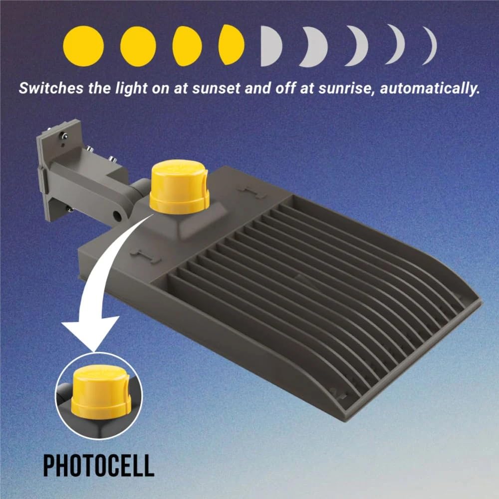 Ledmyplace LED Parking lot Light, 450W Shoebox Light with Dusk to Dawn Photocell, 60750LM, 5700K Daylight, 120-277V, IP65 Waterproof, Commercial Street & Area Lighting for Sports, Stadium,