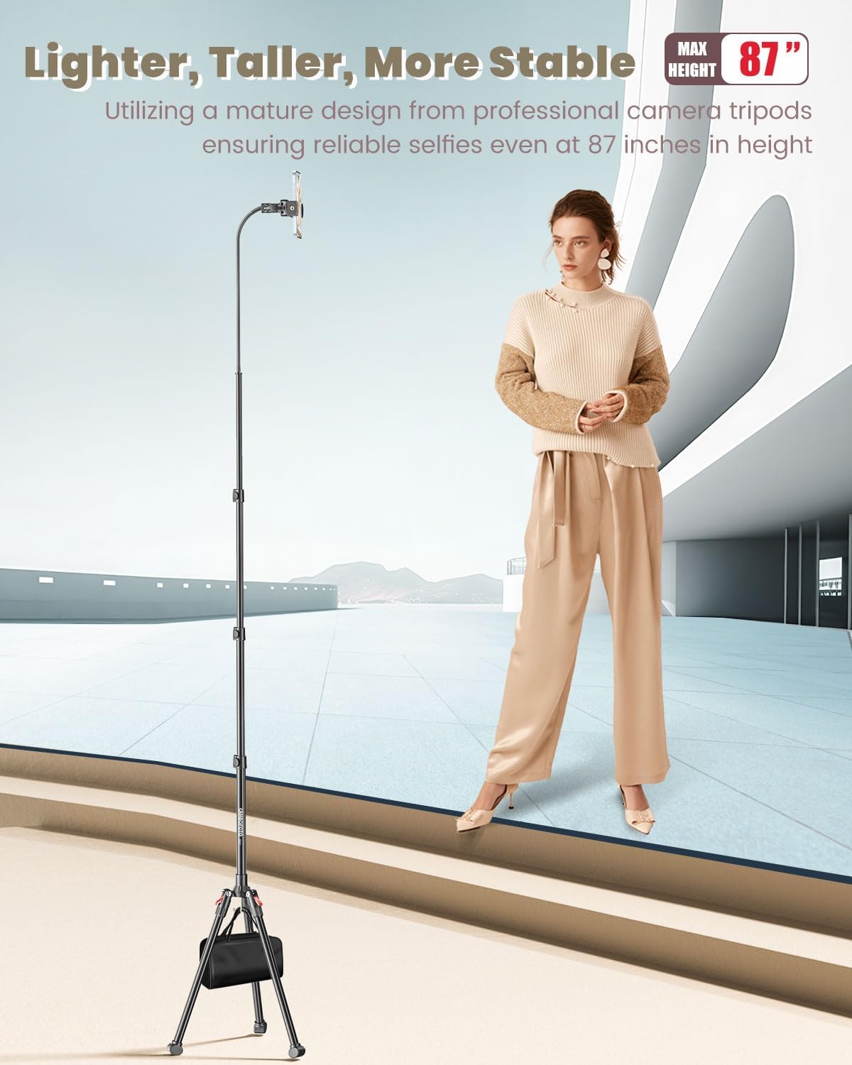 CAMBOFOTO 87" 15.7" 360 Phone Tripod, Overhead Flexible Tall Tripod Stand with Remote, Selfie Stick, Compatible
