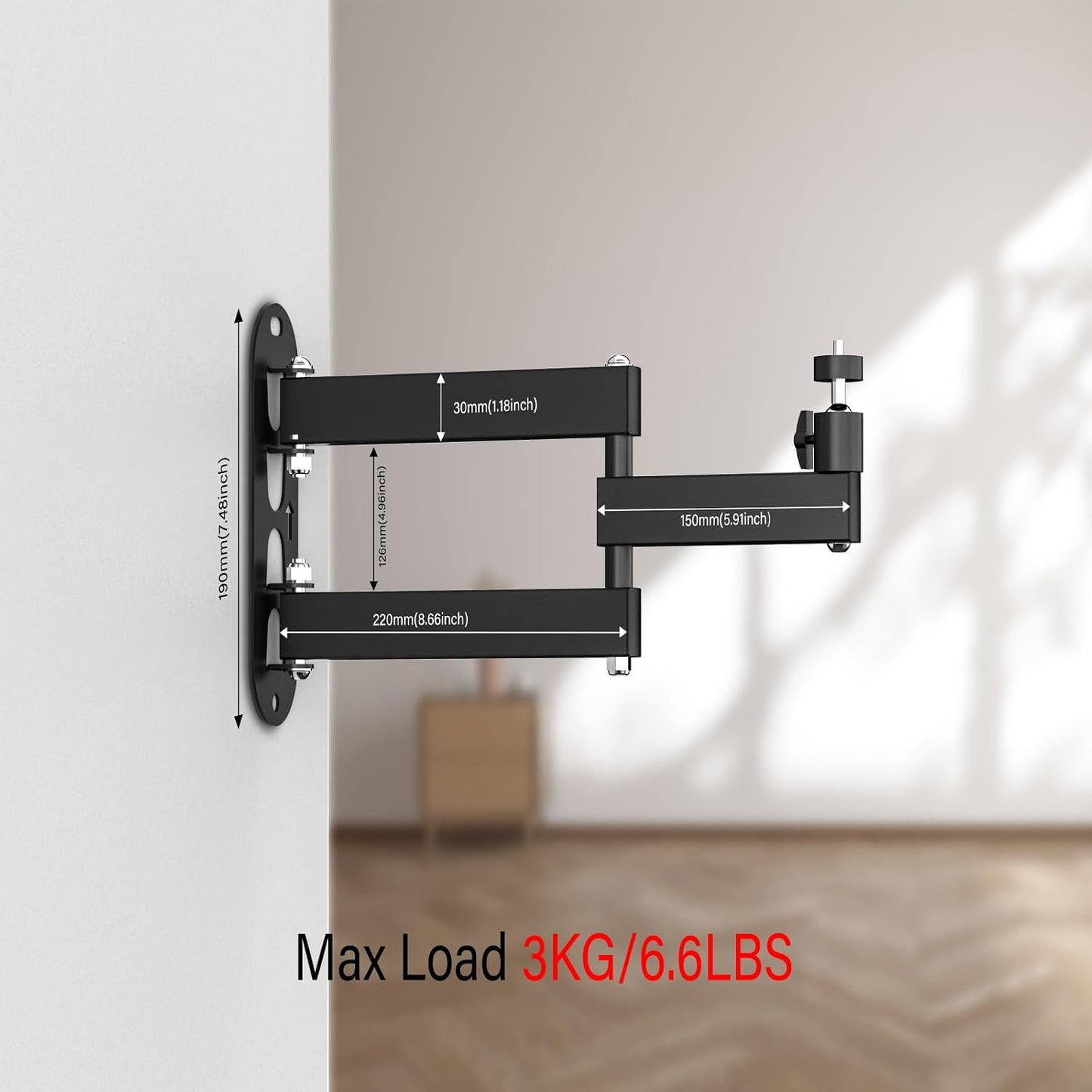 Bicrergo 360 1/4" 6.6lbs), Universal Projector Wall Mount - Rotation & Adjustable Tilt, Fits Screw Projectors, Cameras