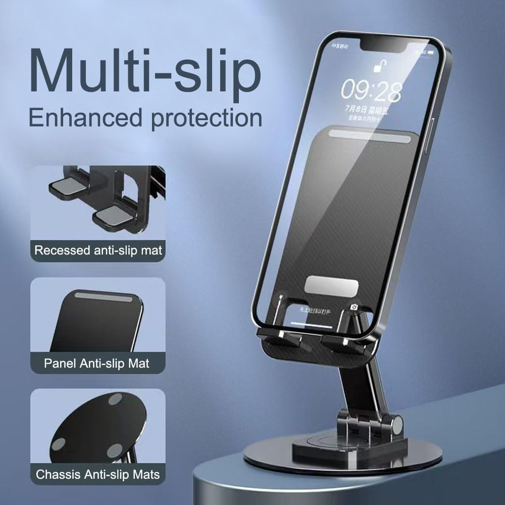 ANRACHEL 2 Pack,Angle Cell Phone Stand Height Adjustable Cell Phone Holder for Desk,Foldable Desktop Phone Holder