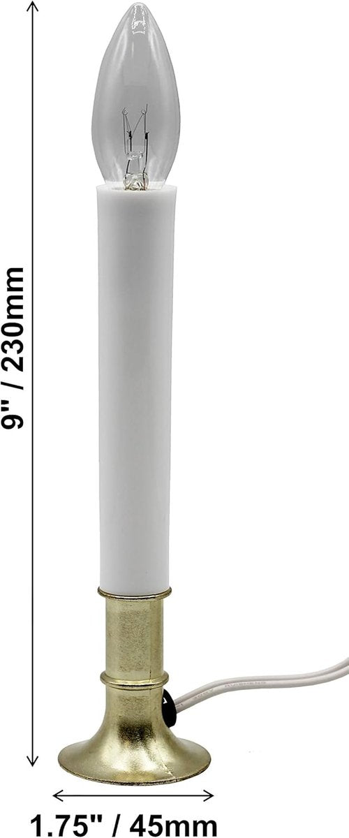Creative Hobbies® Electric Window Candle Lamp - Brass Plated Base, Easy On/Off Switch, Ready to Use!
