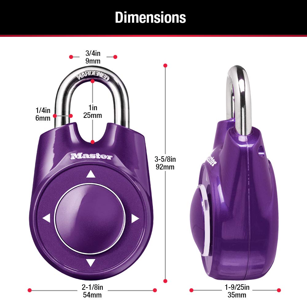 Master Lock Directional Combination Lock, Set Your Own Directional Lock, Combination Lock for Gym and School Lockers, 1500iD