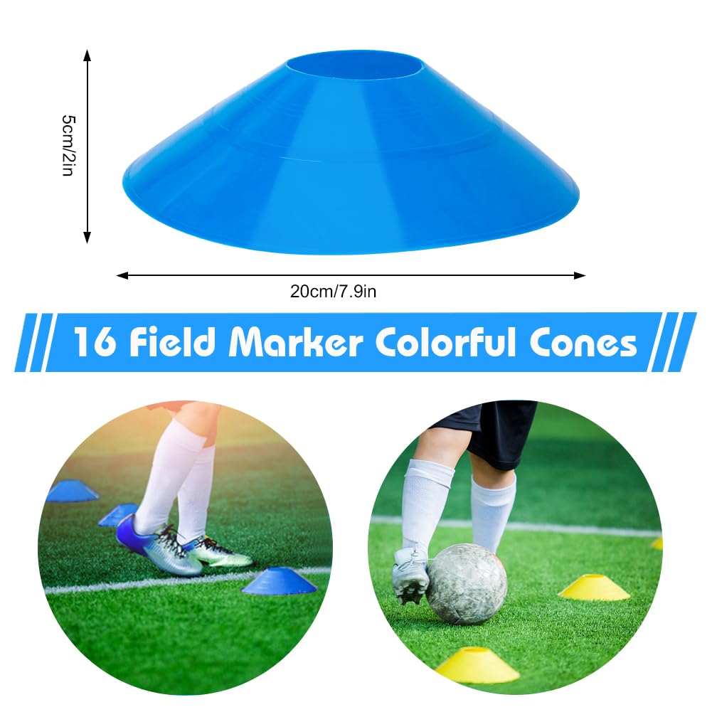 YGORTECH Soccer Training Equipment Set - 20FT Agility Ladder, 16 Soccer Cones, Speed and Agility Training Equipment for Indoor/Outdoor Practice Blue Ladder