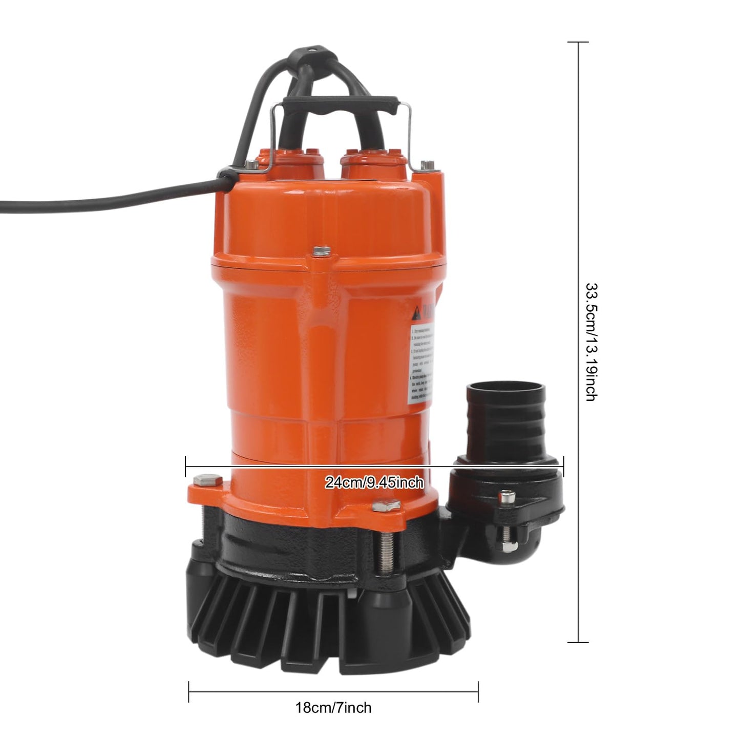 banborba 3/4 HP Submersible Trash Pump, 110V Submersible Sump Pump, Sewage Pump with 49 ft Max Lift, Drain Dirty Clean Water for Pools, Garden, Pond, Basement, Flooded Area - Orange