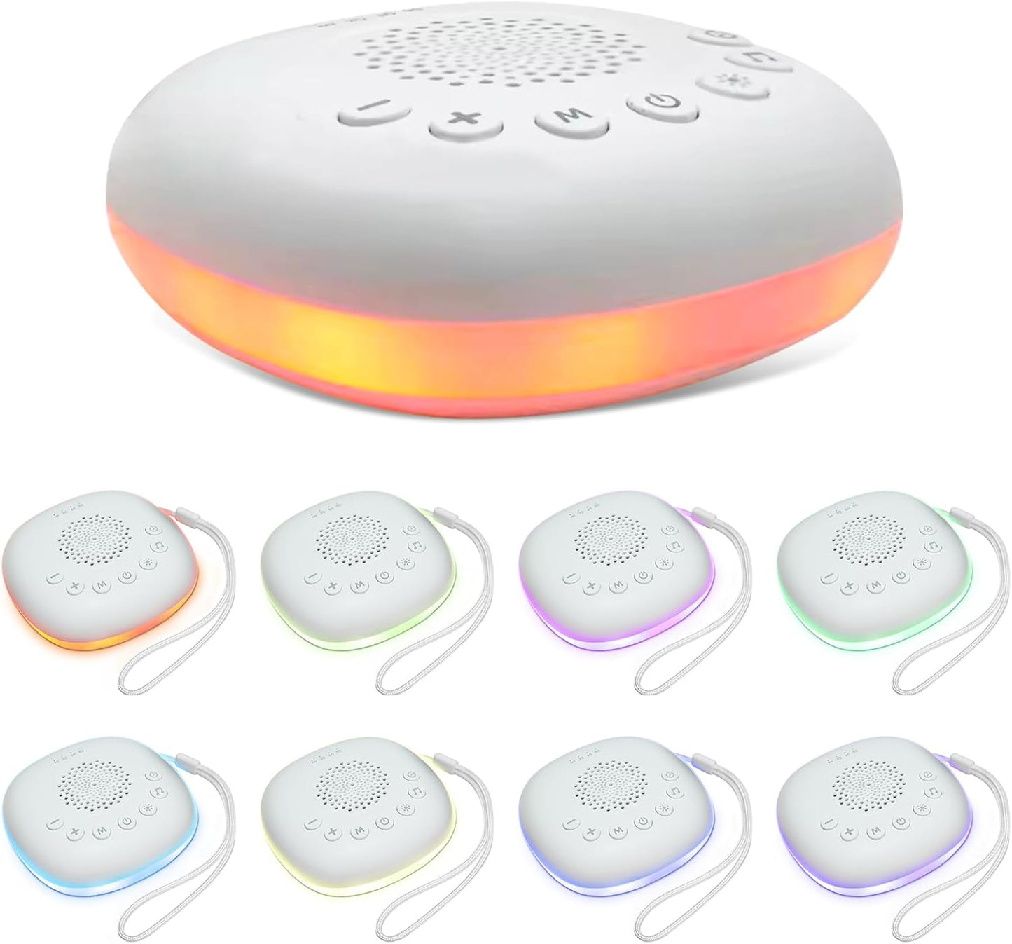 White Noise Sound Machine - Portable Sleep Aid with 20 Soothing Sounds & 9-Color Night Light